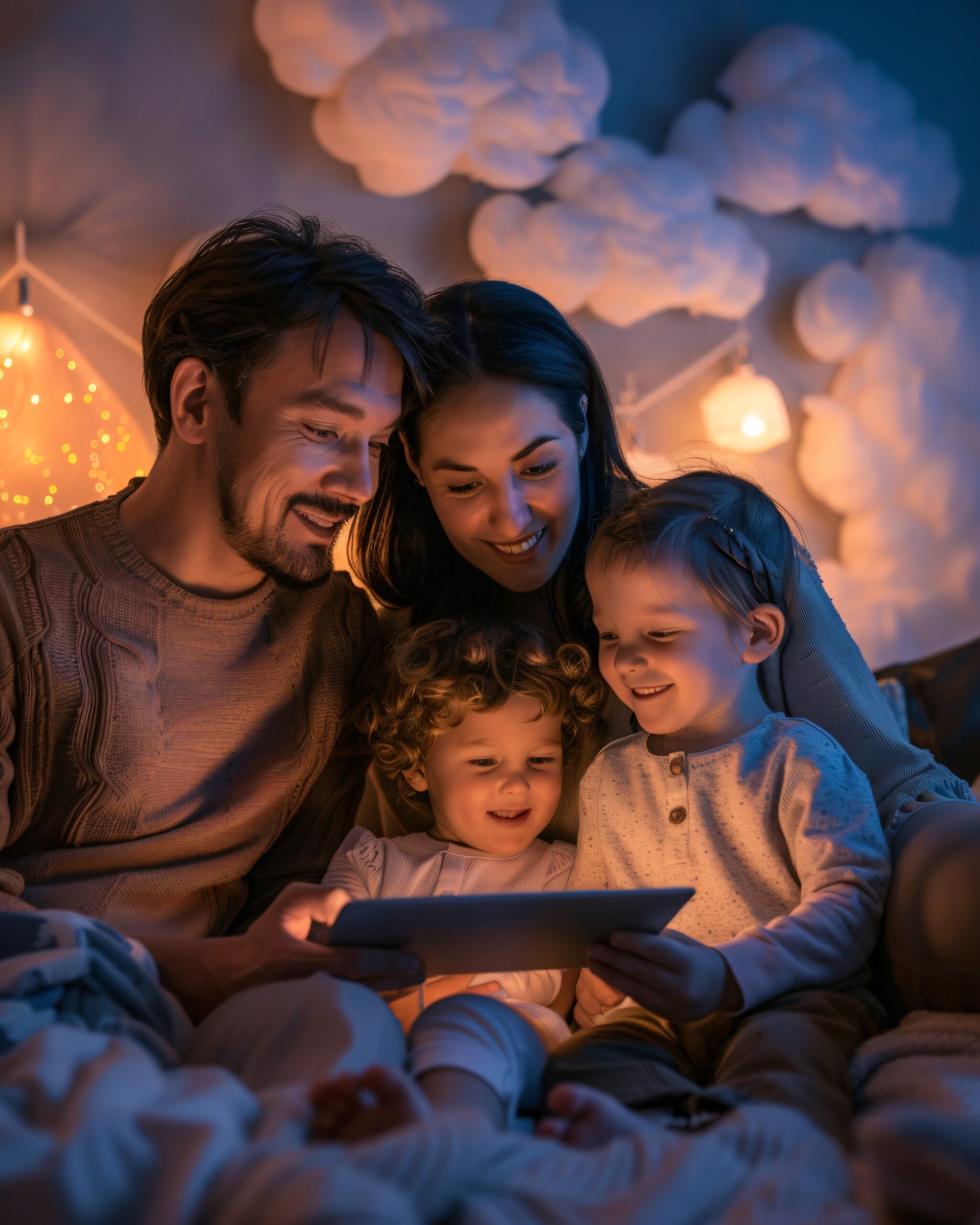 Familia creando contenido digital